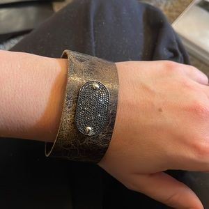 Designer leather crystal cuff